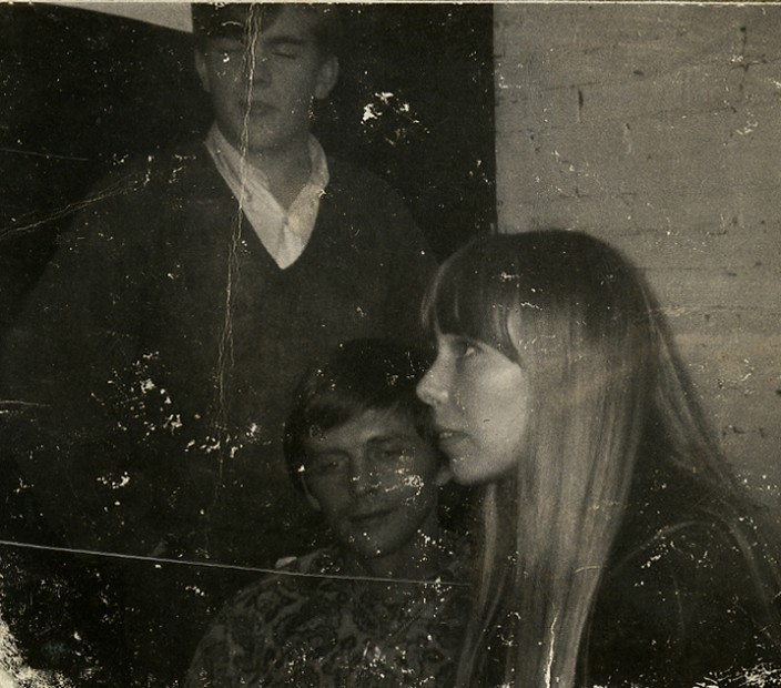 Chuck and Joni in the dressing room with Pat Boland