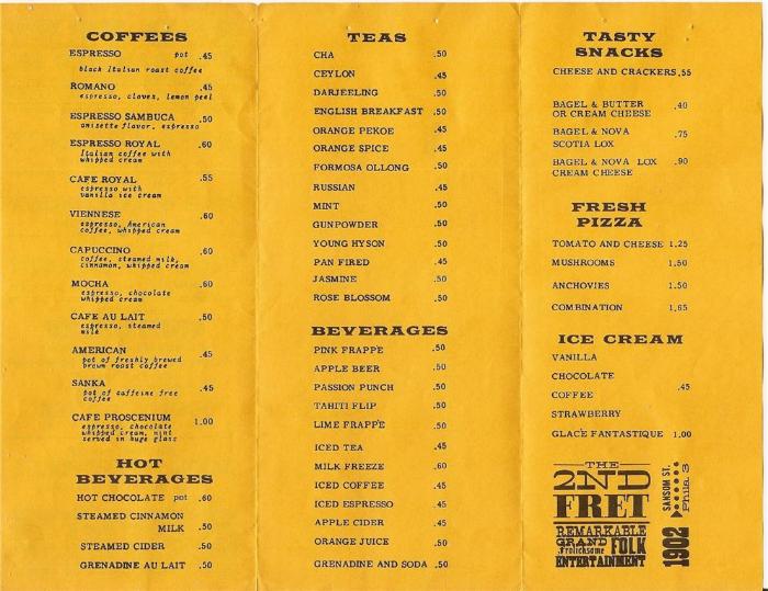 Menu from March of 1967 