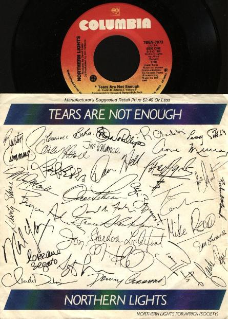 45 Record A Side is the recorded voices of Tears Are Not Enough. B Side is the instrumental only.